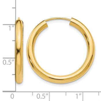1 Inch Endless Hoop Earrings in 14K Gold, 3mm Thick 3