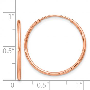 1 Inch Endless Hoop Earrings in 14K Rose Gold, 1.25mm Thick 3