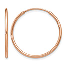 1 Inch Endless Hoop Earrings in 14K Rose Gold, 1.25mm Thick