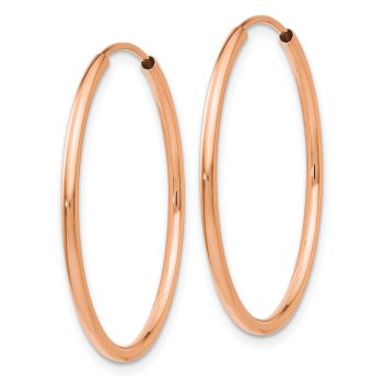 1 Inch 14K Rose Gold Endless Hoop Earrings, 1.5mm Thick 2