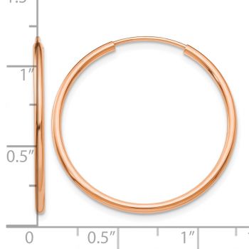 1 Inch 14K Rose Gold Endless Hoop Earrings, 1.5mm Thick 3