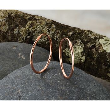 1 Inch 14K Rose Gold Endless Hoop Earrings, 1.5mm Thick 4