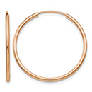 1 Inch 14K Rose Gold Endless Hoop Earrings, 1.5mm Thick