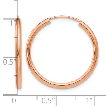 1 Inch 14K Rose Gold Endless Hoop Earrings, 2mm Thick 3