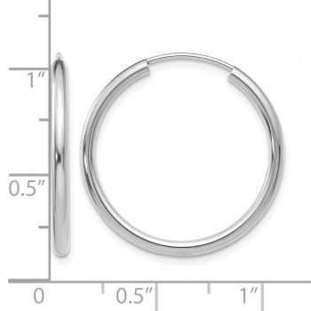 1 Inch Endless Hoop Earrings in 14K White Gold, 2mm Thick 3
