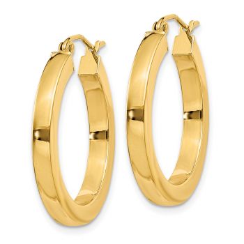 1-Inch 14K Gold Flat-Edge Tube Hoop Earrings 2
