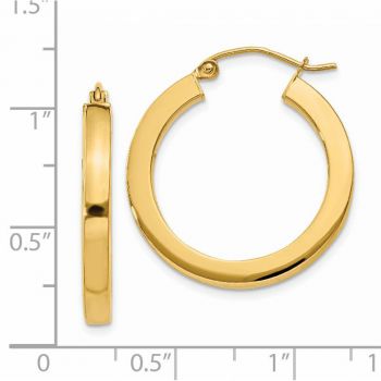 1-Inch 14K Gold Flat-Edge Tube Hoop Earrings 3