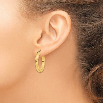 1-Inch 14K Gold Flat-Edge Tube Hoop Earrings 4
