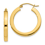 1-Inch 14K Gold Flat-Edge Tube Hoop Earrings