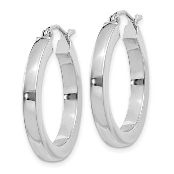 1-Inch 14K White Gold Square-Edge Tube Hoop Earrings 2