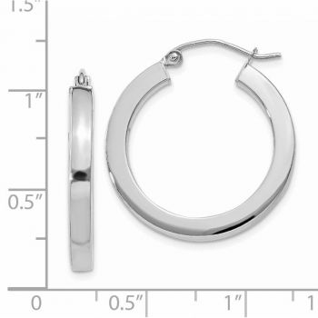 1-Inch 14K White Gold Square-Edge Tube Hoop Earrings 3