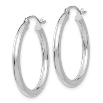 1 Inch Traditional Hoop Earrings in 14K White Gold, 2.5mm Thick 2
