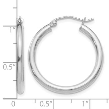 1 Inch Traditional Hoop Earrings in 14K White Gold, 2.5mm Thick 3