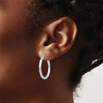 1 Inch Traditional Hoop Earrings in 14K White Gold, 2.5mm Thick 4