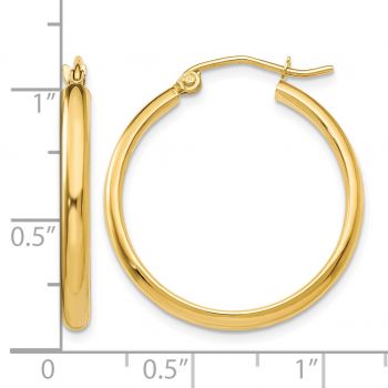 1 Inch Hoop Earrings in 14K Gold, 2.75mm Thick 3