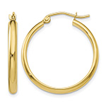 1 Inch Hoop Earrings in 14K Gold, 2.75mm Thick