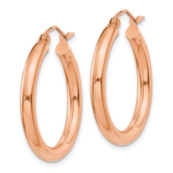 14K Rose Gold Lightweight Hoop Earrings, 1