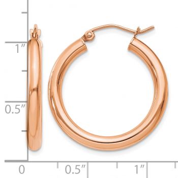 14K Rose Gold Lightweight Hoop Earrings, 1