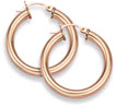 14K Rose Gold Lightweight Hoop Earrings, 1" Diameter, 3mm Thickness