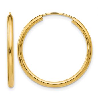 1 Inch 14K Gold Hoop Earrings (2mm Thick) 2