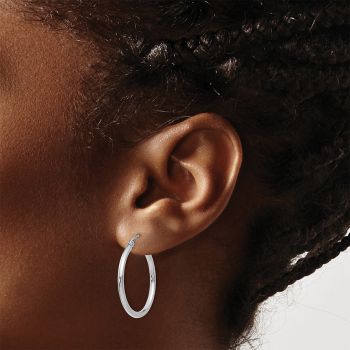 14K White Gold Hoop Earrings - 1