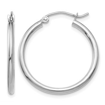 14K White Gold Hoop Earrings - 1