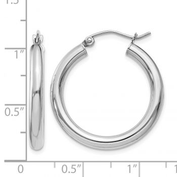 14K White Gold Hoop Earrings - 1