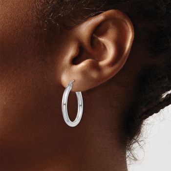 14K White Gold Hoop Earrings - 1