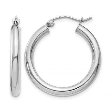 14K White Gold Hoop Earrings - 1