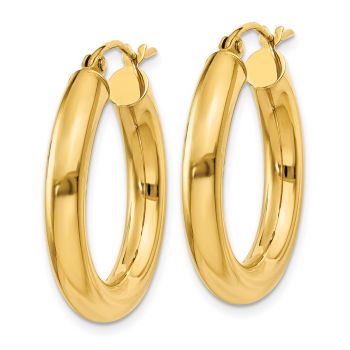 1 Inch 14K Gold Lightweight Hoop Earrings, 4mm Thick 2