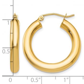 1 Inch 14K Gold Lightweight Hoop Earrings, 4mm Thick 3