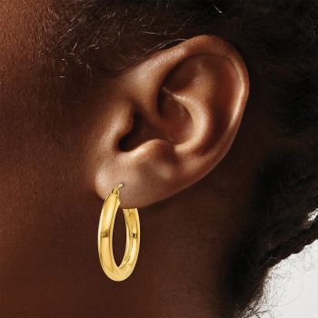1 Inch 14K Gold Lightweight Hoop Earrings, 4mm Thick 4