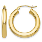 1 Inch 14K Gold Lightweight Hoop Earrings, 4mm Thick