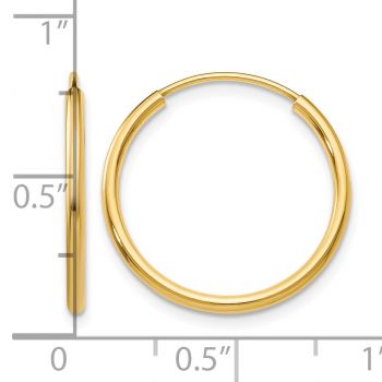 11/16 Inch 14K Gold Endless Hoop Earrings, 1.5mm Thick 3