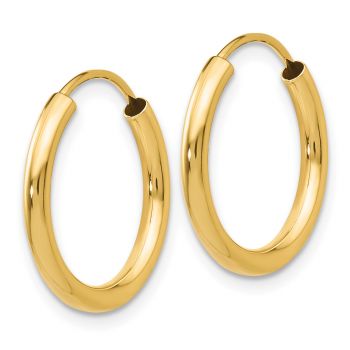 11/16 Inch Endless Hoop Earrings in 14K Gold, 2mm Thick 2