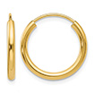 11/16 Inch Endless Hoop Earrings in 14K Gold, 2mm Thick