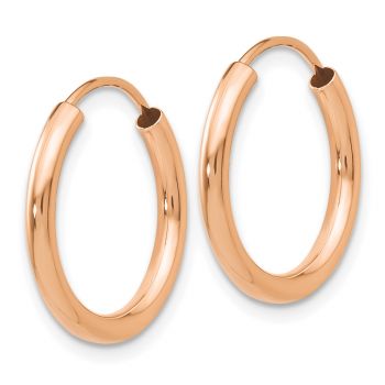 11/16 Inch Endless Hoop Earrings in 14K Rose Gold, 2mm Thick 2