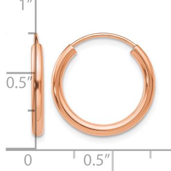 11/16 Inch Endless Hoop Earrings in 14K Rose Gold, 2mm Thick 3