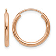 11/16 Inch Endless Hoop Earrings in 14K Rose Gold, 2mm Thick