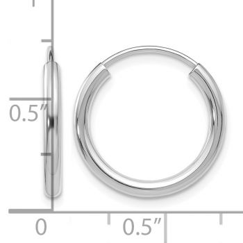 11/16 Inch 14K White Gold Endless Hoop Earrings, 2mm Thick 3