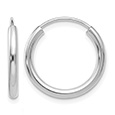 11/16 Inch 14K White Gold Endless Hoop Earrings, 2mm Thick