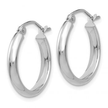 11/16 Inch Hoop Earrings with Clasp in 14K White Gold, 2.75mm Thick 2