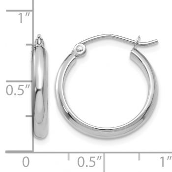 11/16 Inch Hoop Earrings with Clasp in 14K White Gold, 2.75mm Thick 3