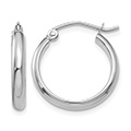11/16 Inch Hoop Earrings with Clasp in 14K White Gold, 2.75mm Thick