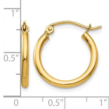 11/16 Inch Traditional Hoop Earrings in 14K Gold, 2mm Thick 2