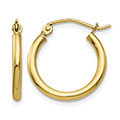 11/16 Inch Traditional Hoop Earrings in 14K Gold, 2mm Thick