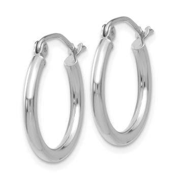 11/16 Inch 14K White Gold Polished Hoop Earrings, 2mm Thick 2