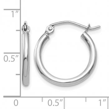 11/16 Inch 14K White Gold Polished Hoop Earrings, 2mm Thick 3