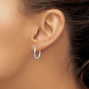 11/16 Inch 14K White Gold Polished Hoop Earrings, 2mm Thick 4