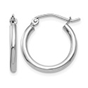 11/16 Inch 14K White Gold Polished Hoop Earrings, 2mm Thick